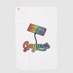 Gaymer Rainbow Gamer Vector Shirt Design_1 Golf Towel