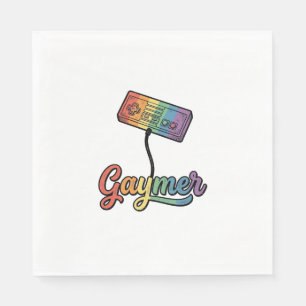 Gaymer Rainbow Gamer Vector Shirt Design_1 Napkin