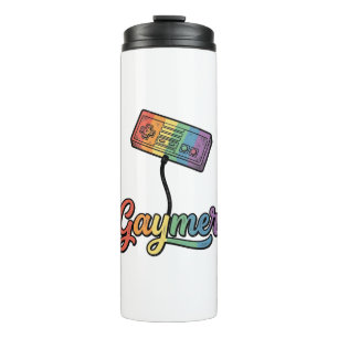 Gaymer Rainbow Gamer Vector Shirt Design_1 Thermal Tumbler