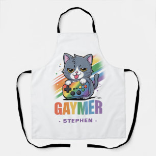 Gaymer - Rainbow Gaming Cat with Console LGBTQ 2 Apron