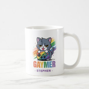 Gaymer - Rainbow Gaming Cat with Console LGBTQ 2 Coffee Mug