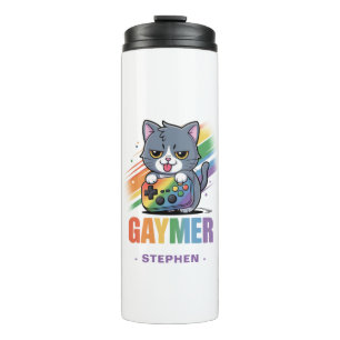 Gaymer - Rainbow Gaming Cat with Console LGBTQ 2 Thermal Tumbler