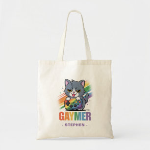 Gaymer - Rainbow Gaming Cat with Console LGBTQ 2 Tote Bag
