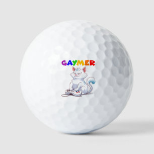 Gaymer - Rainbow Gaming Cat with Console   LGBTQ Golf Balls
