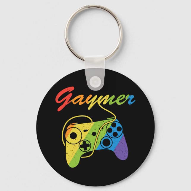 Gaymer | Rainbow Video Game Controller | Gaming Key Ring (Front)