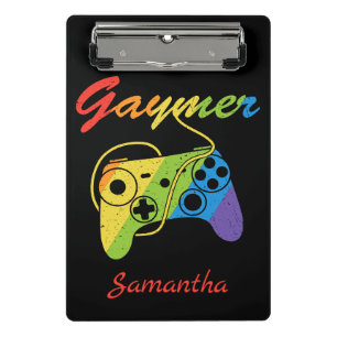 Gaymer Rainbow Video Game Controller Gaming Mini Clipboard