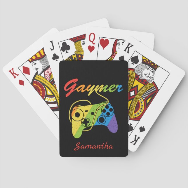 Gaymer | Rainbow Video Game Controller | Gaming Playing Cards (Back)