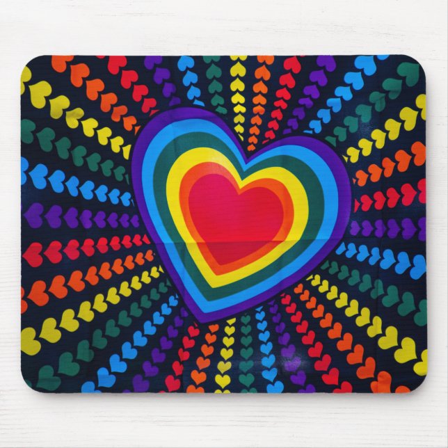 Gays Colors Heart Rainbow Pattern Different LGBTQ Mouse Pad (Front)