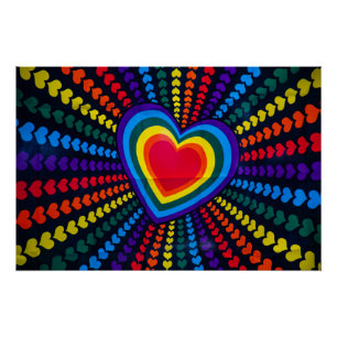 Gays Colours Heart Rainbow Pattern Homosexual Diff Poster