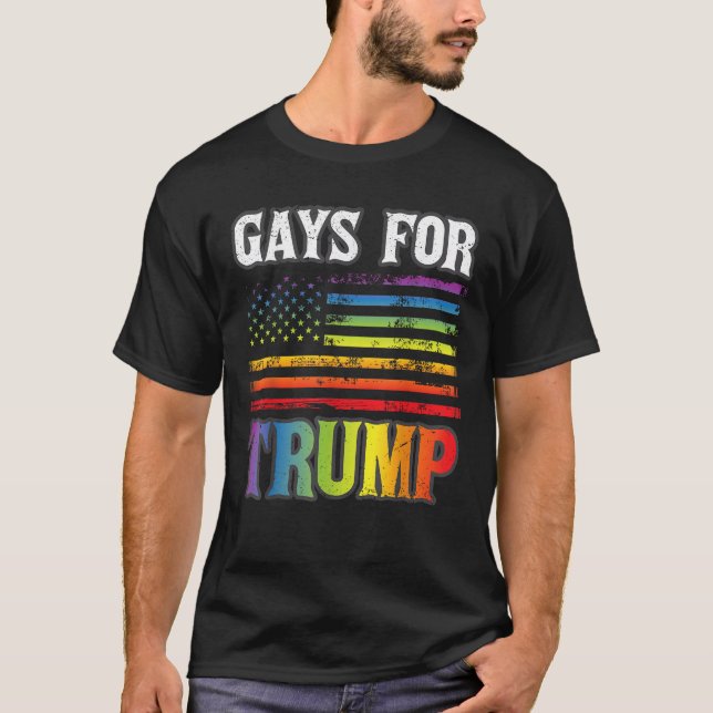 Gays For Trump LGBT Pride Gay Rainbow Flag Vote Re T-Shirt (Front)