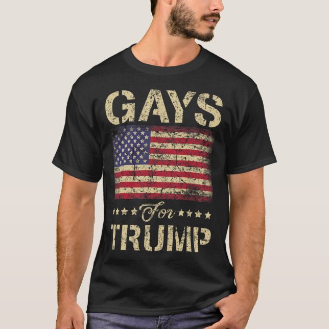 Gays For Trump Stars And Stripes American Flag  T-Shirt (Front)