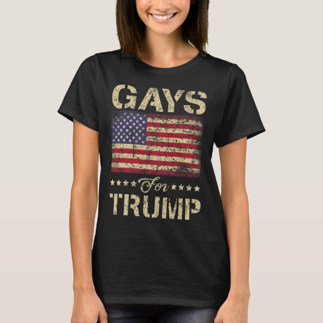 Gays For Trump Stars And Stripes American Flag  T-Shirt (Front)