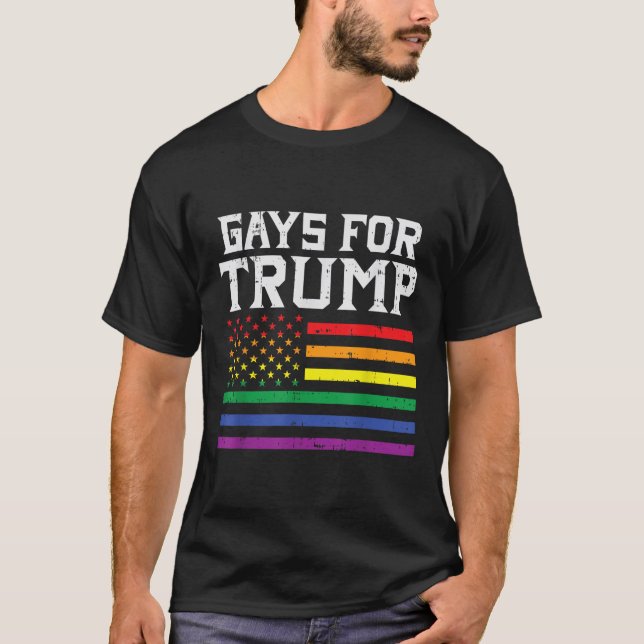 Gays For Trump Usa Flag Pro Reelect Donald 2020 T-Shirt (Front)