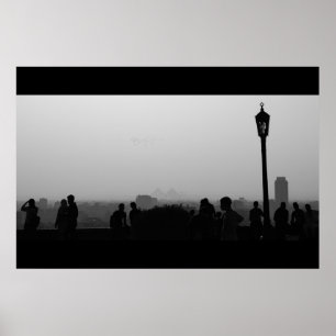 Gaza Pyramids View & Silhouette B&W Poster