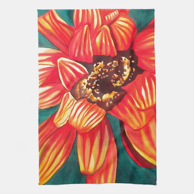 Gazania desert flower art by Sacha Grossel Tea Towel (Vertical)