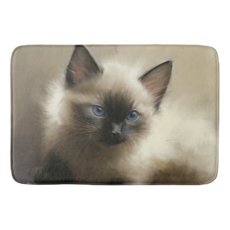 Gaze Of Innocence Siamese Kitten Portrait Bath Mat