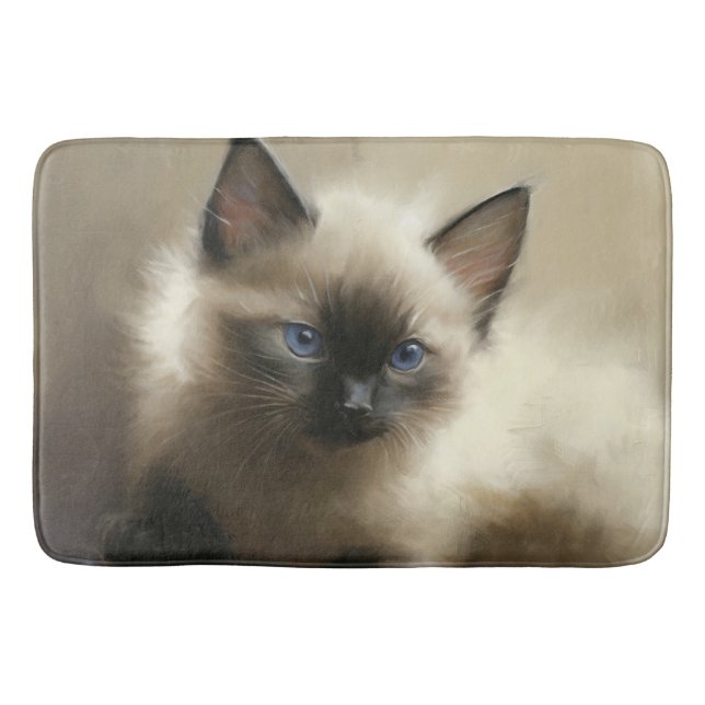 Gaze Of Innocence Siamese Kitten Portrait Bath Mat (Front)