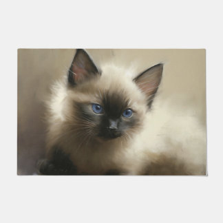 Gaze Of Innocence Siamese Kitten Portrait Doormat