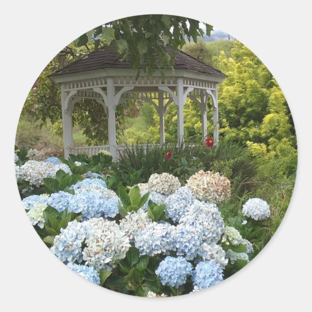 Gazebo and light blue hydrangea stickers (Front)