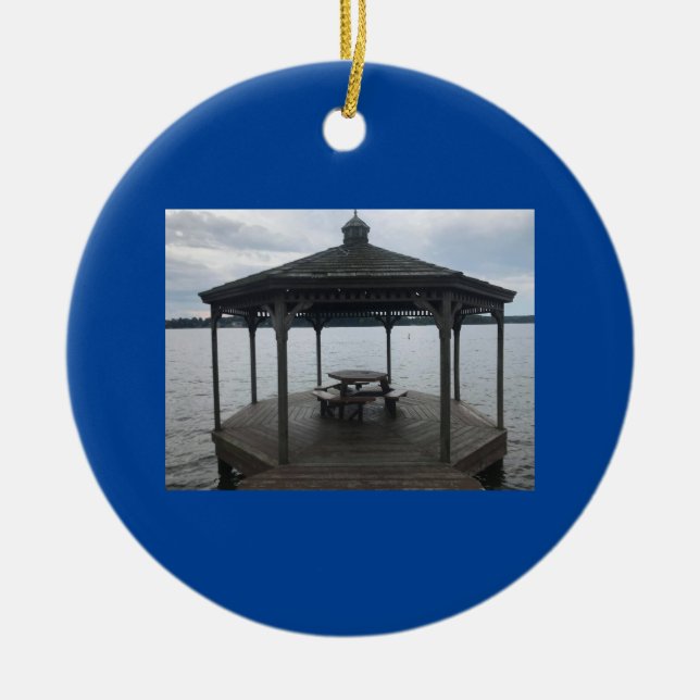 "GAZEBO AT THE LAKE" CERAMIC ORNAMENT (Front)