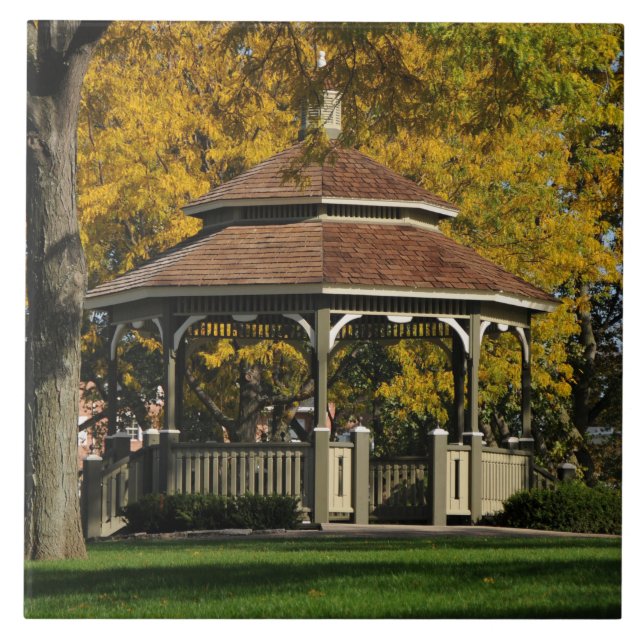Gazebo In Autumn Ceramic Tile (Front)