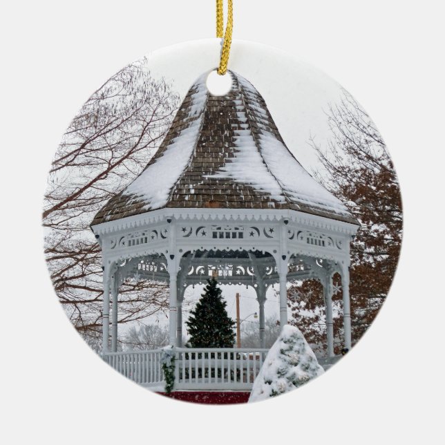 Gazebo in the Snow Ceramic Ornament (Front)