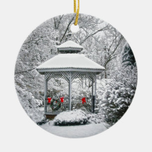 Gazebo in the Snow Ceramic Tree Decoration