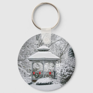 Gazebo in the Snow Key Ring