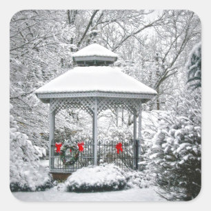 Gazebo in the Snow Square Sticker