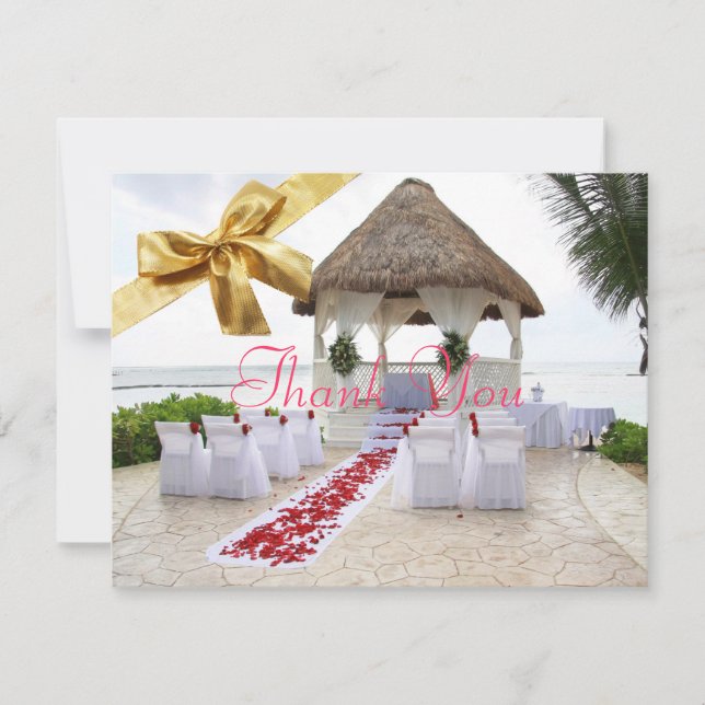 Gazebo On The Beach Wedding Thank You Card2 (Front)