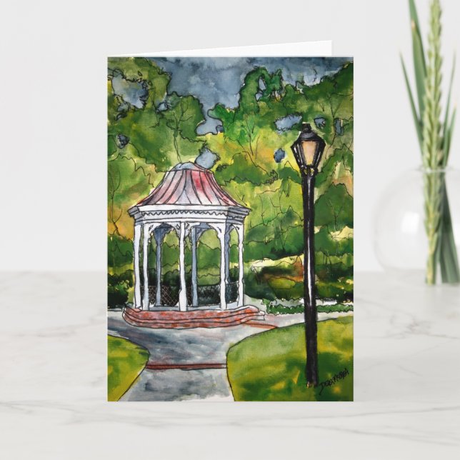 gazebo watercolor painting garden nature card (Front)
