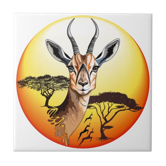 Gazelle African Antelope Wild  Animal Ceramic Tile (Front)