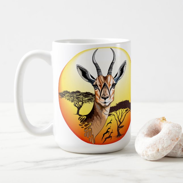 Gazelle African Antelope Wild  Animal Coffee Mug (With Donut)