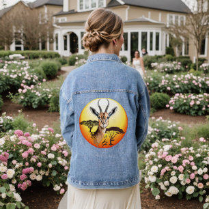 Gazelle African Antelope Wild Animal Denim Jacket