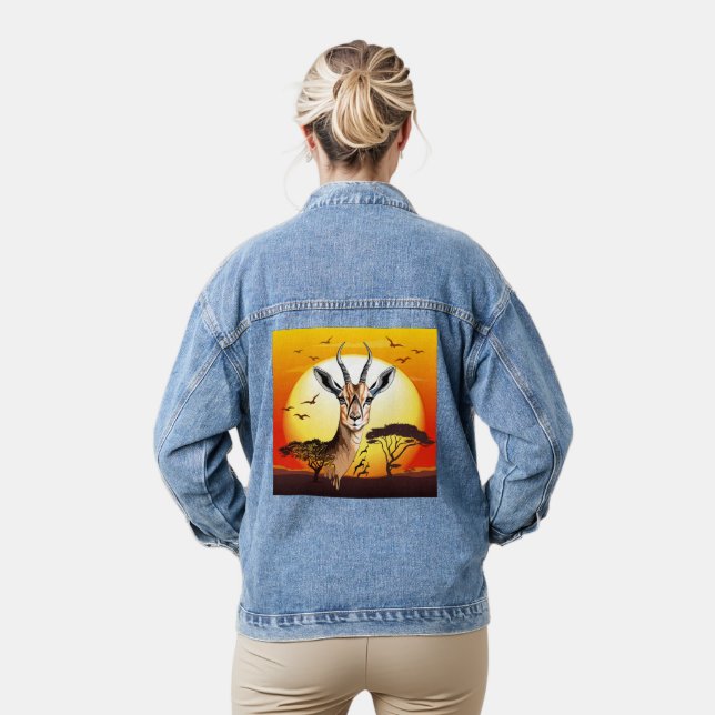 Gazelle African Antelope Wild  Animal Denim Jacket (Model)