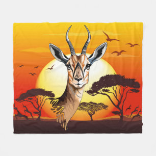 Gazelle African Antelope Wild Animal Fleece Blanket