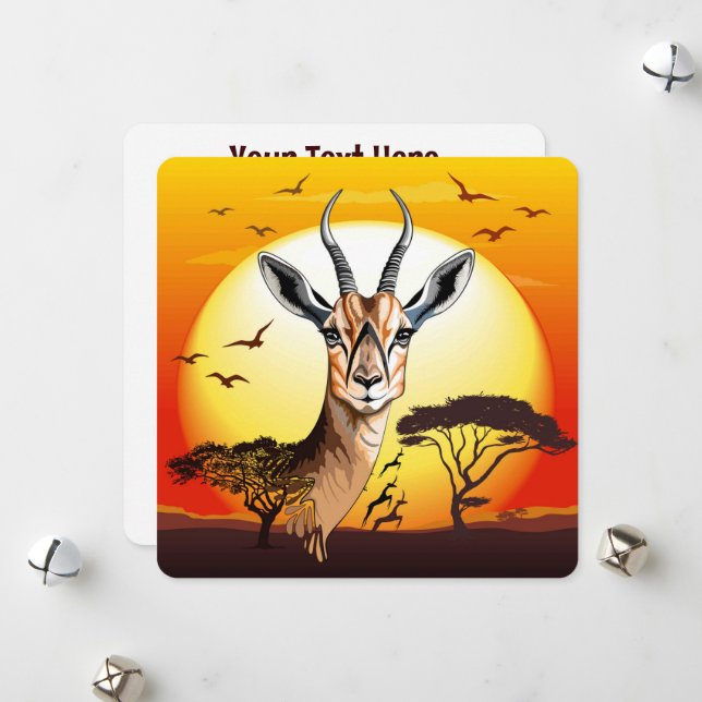 Gazelle African Antelope Wild  Animal Holiday Card (Front/Back In Situ)
