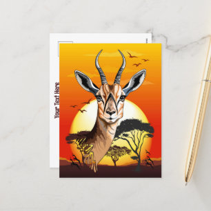 Gazelle African Antelope Wild Animal Holiday Postcard