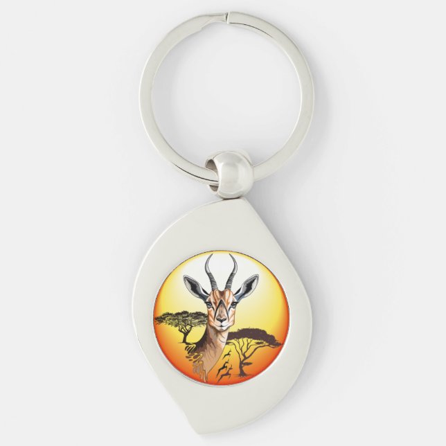 Gazelle African Antelope Wild  Animal Key Ring (Front)