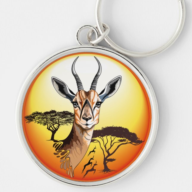 Gazelle African Antelope Wild  Animal Key Ring (Front)