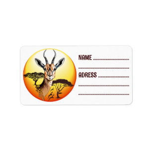 Gazelle African Antelope Wild Animal Label