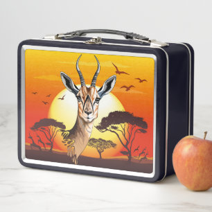 Gazelle African Antelope Wild Animal Metal Lunch Box