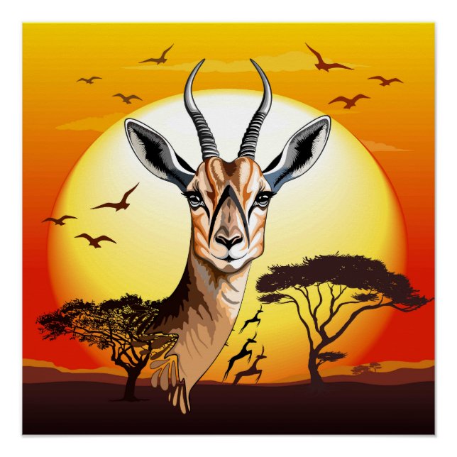 Gazelle African Antelope Wild  Animal Poster (Front)