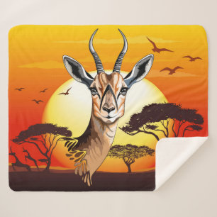 Gazelle African Antelope Wild Animal Sherpa Blanket