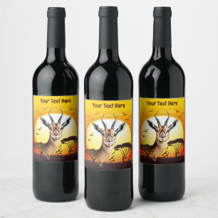 Gazelle African Antelope Wild Animal Wine Label