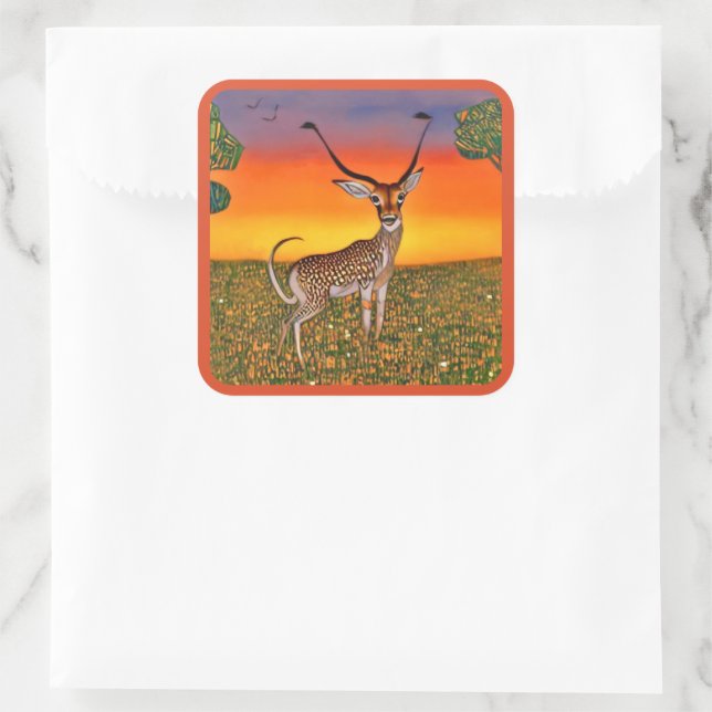Gazelle at dusk square sticker (Bag)