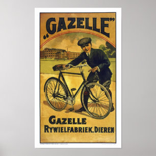 Gazelle Cycles Fine  Vintage Bicycle Poster