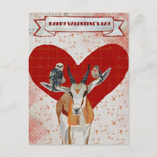 GAZELLE & FEATHERS VALENTINE'S Postcard (Front)