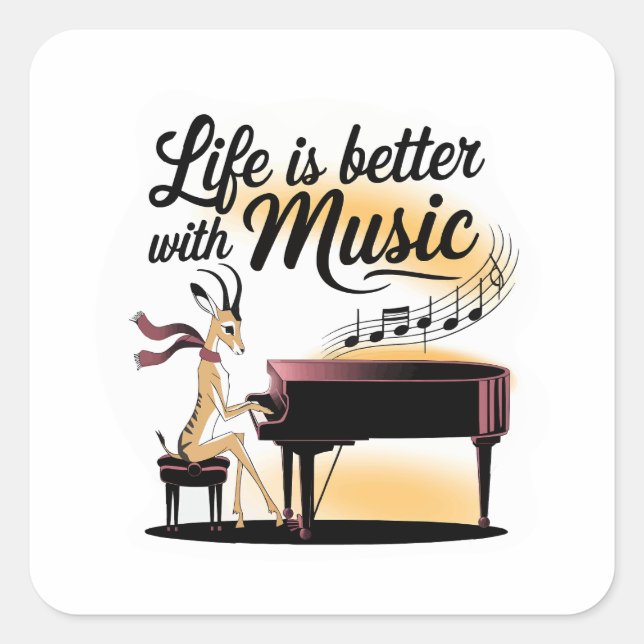 gazelle piano square sticker (Front)