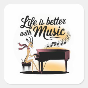 gazelle piano square sticker